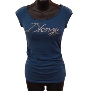 DKNY Jeans Y2K Jewel Logo Scoop Neck Fitted Tee- Sz. XS